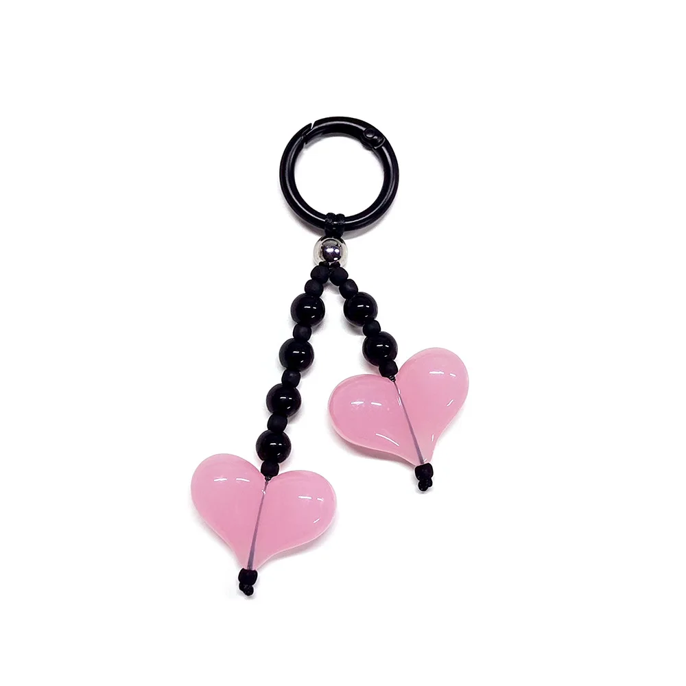 HERLOOK Bag Charm for Women Big Love Heart Keychain Beads Chain for Key & Bags Trendy Y2K Accesories