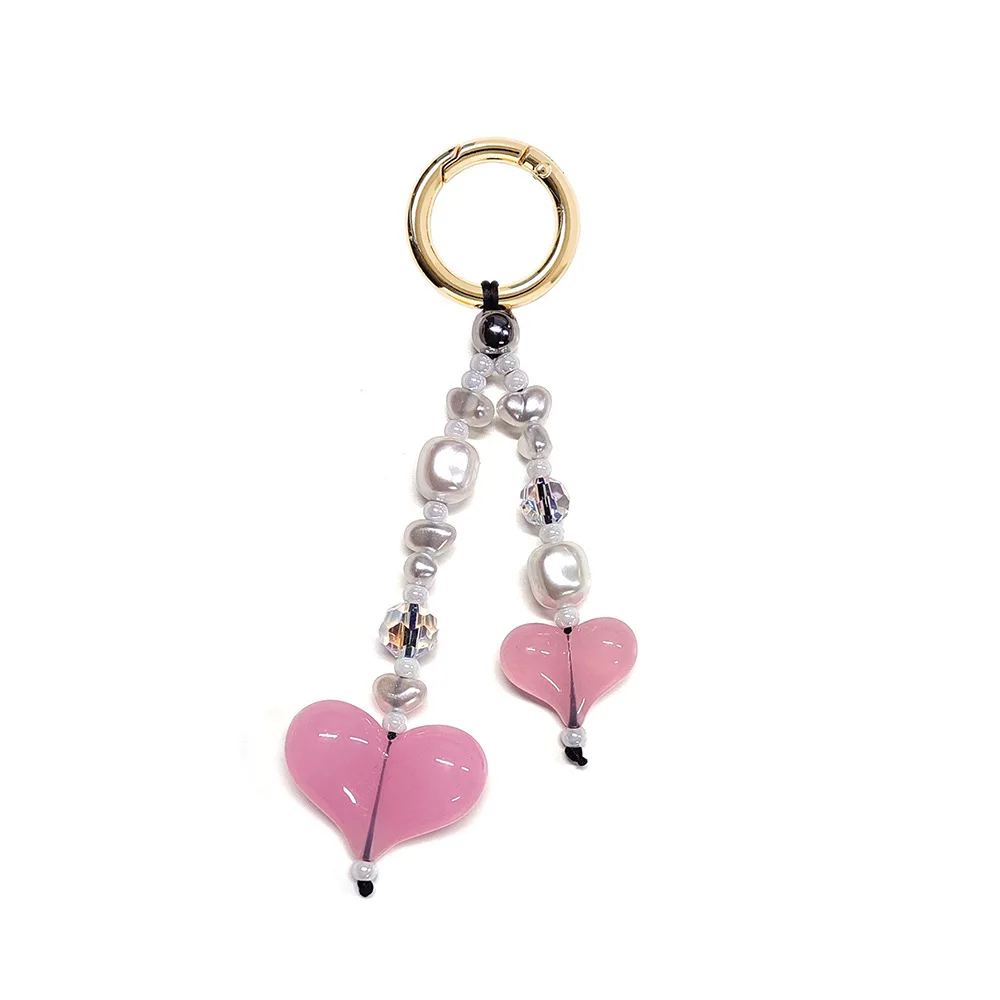 HERLOOK Bag Charm for Women Big Love Heart Keychain Beads Chain for Key & Bags Trendy Y2K Accesories