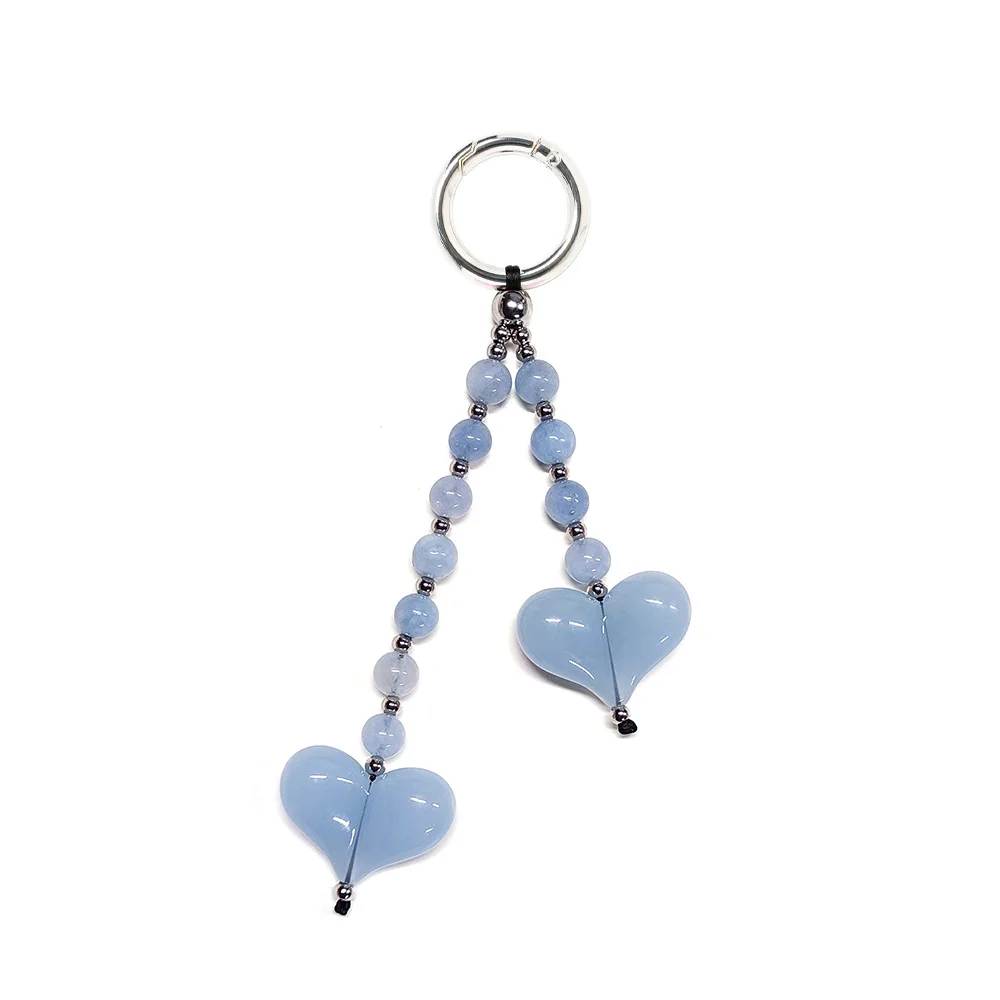 HERLOOK Bag Charm for Women Big Love Heart Keychain Beads Chain for Key & Bags Trendy Y2K Accesories
