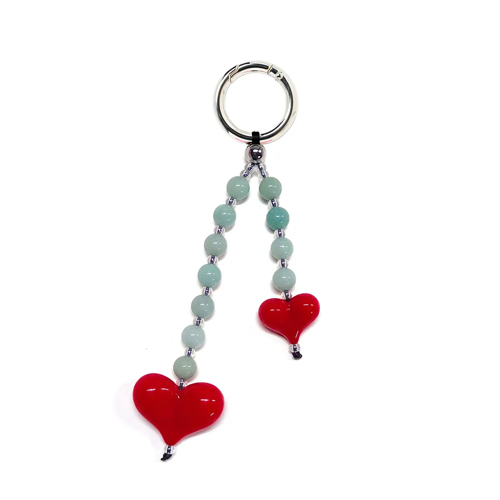HERLOOK Bag Charm for Women Big Love Heart Keychain Beads Chain for Key & Bags Trendy Y2K Accesories