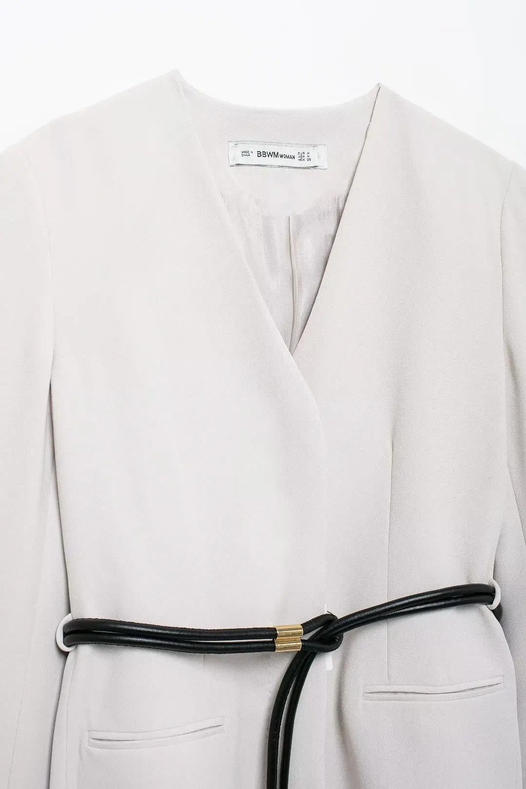 DUOPERI Women Solid Blazer With Belt V-Neck Long Sleeves Female Chic Lady Casual Outfits