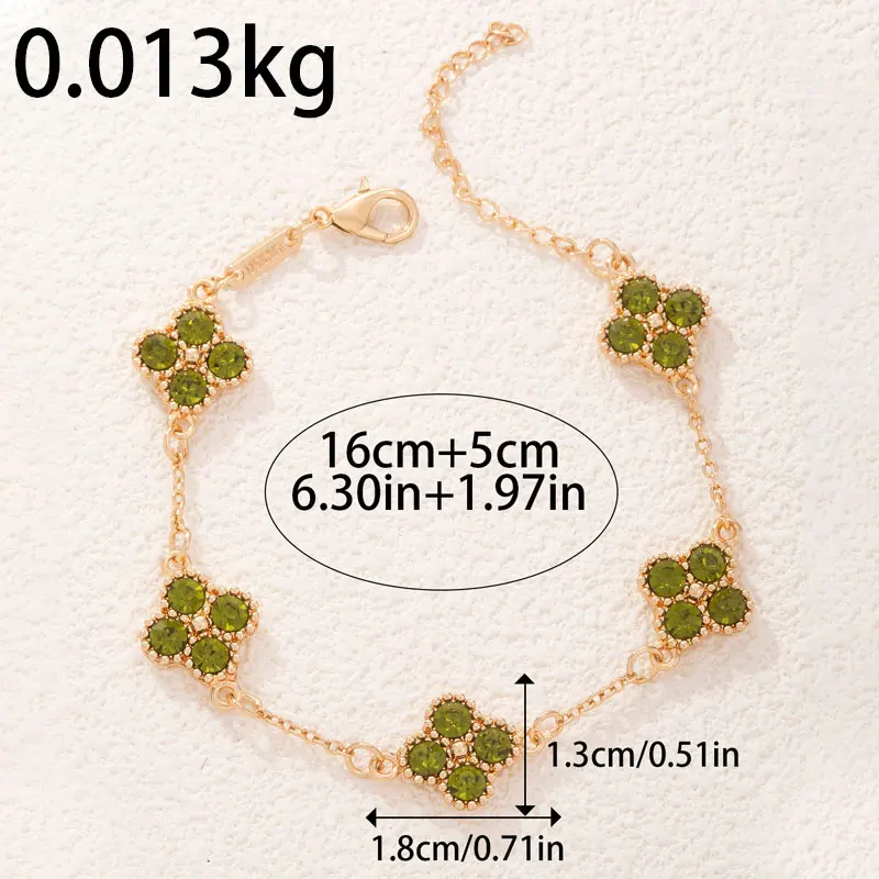 Luxury Colorful Crystal Four Leaf Clover Bracelets for Women Girls Lucky Clovers Charm Wrist Chain Fashion Brand Jewelry Bijoux