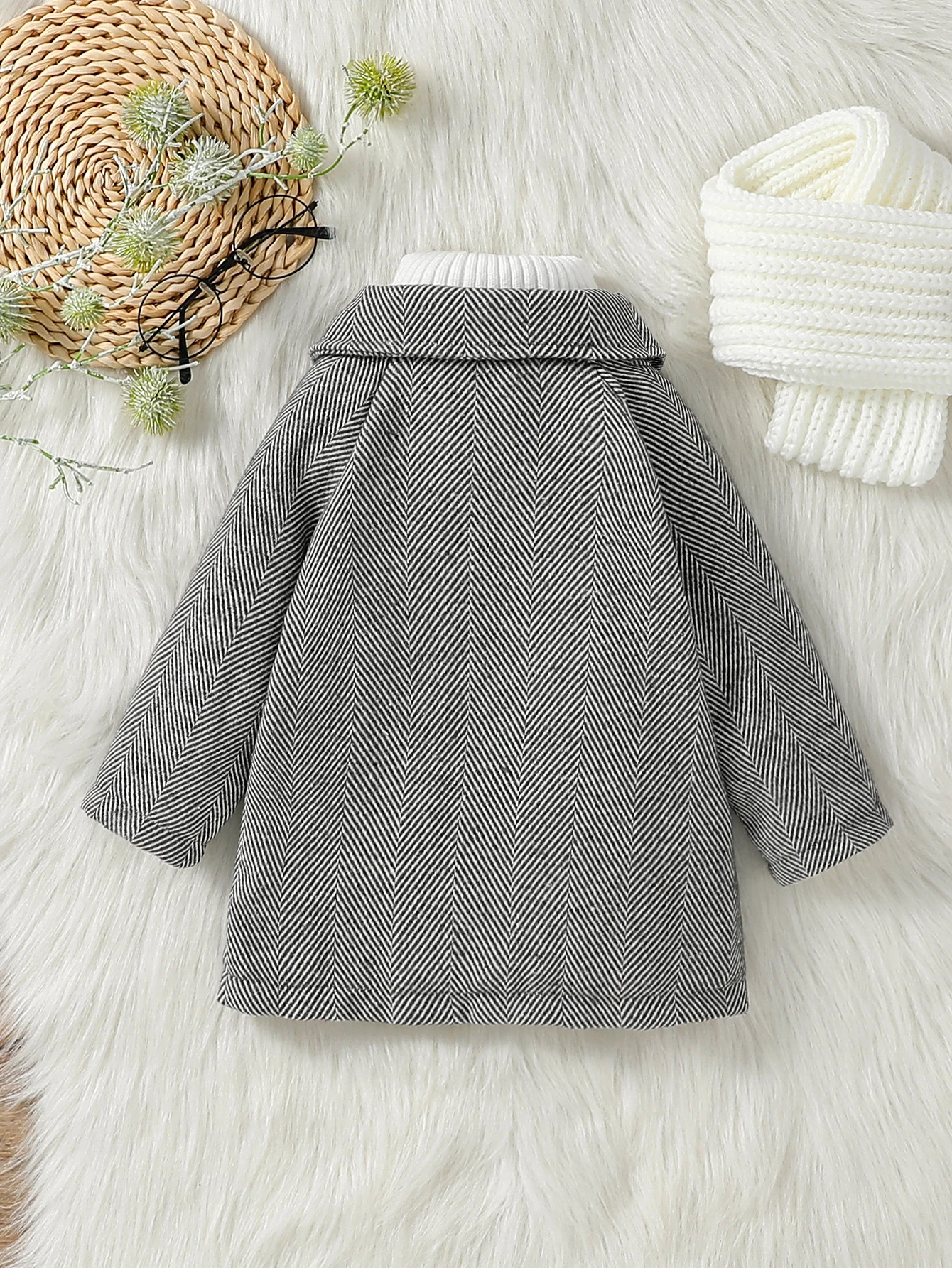2024 New Baby Boys 1-3Y Fall/Winter Long Sleeve Plush Warm Jacket With Button For Chinese Style Outdoor Wear