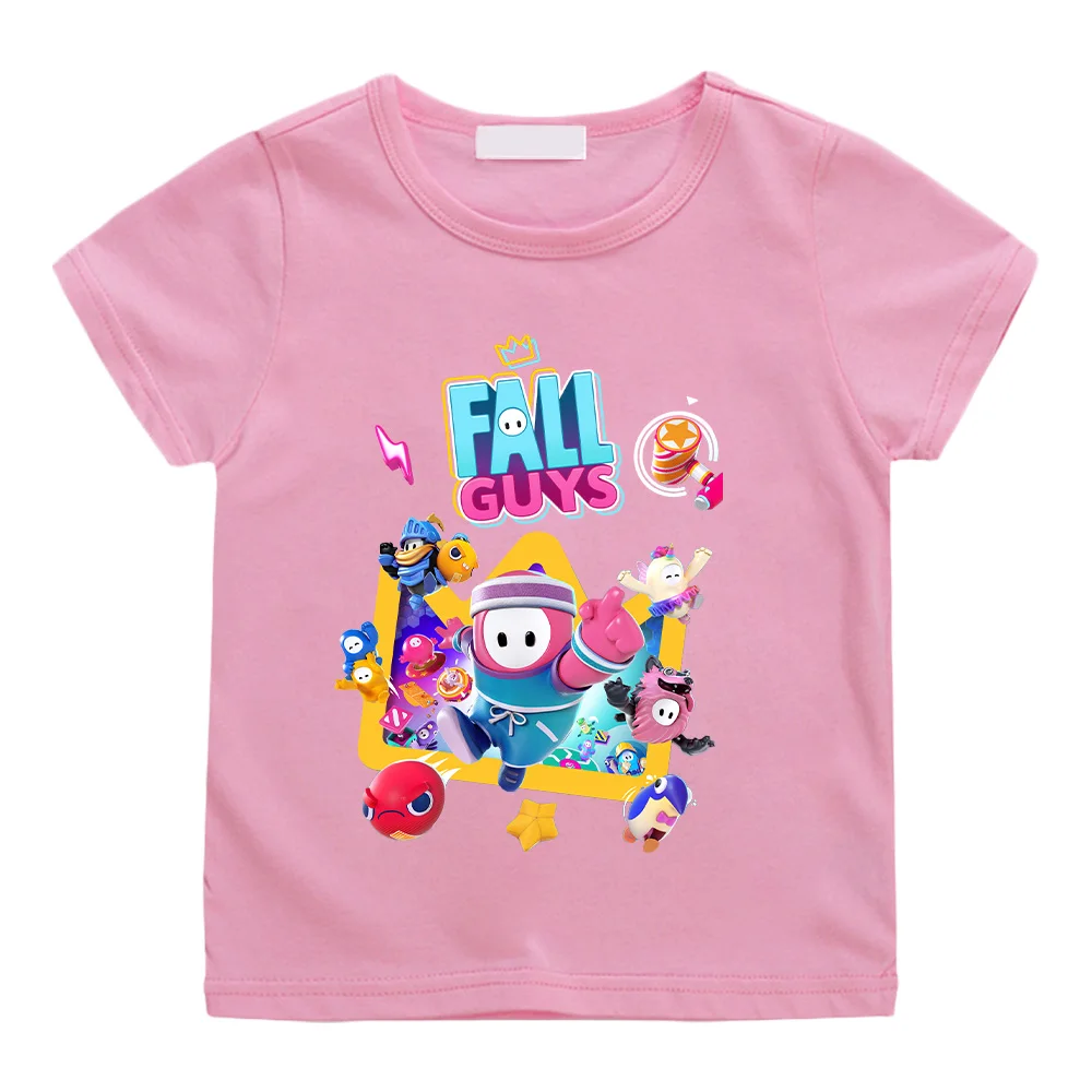 Fall Guys Anime Print Cotton T-shirts Fun Games Boys/Girls Kids Tshirts New Design Short Sleeve Tops High Quality Children Tees