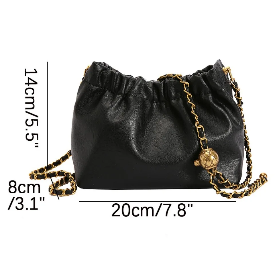 Women's chain shoulder bag PU leather crossbody bag handbag all casual pleated vagabonds bag women's fashion purse