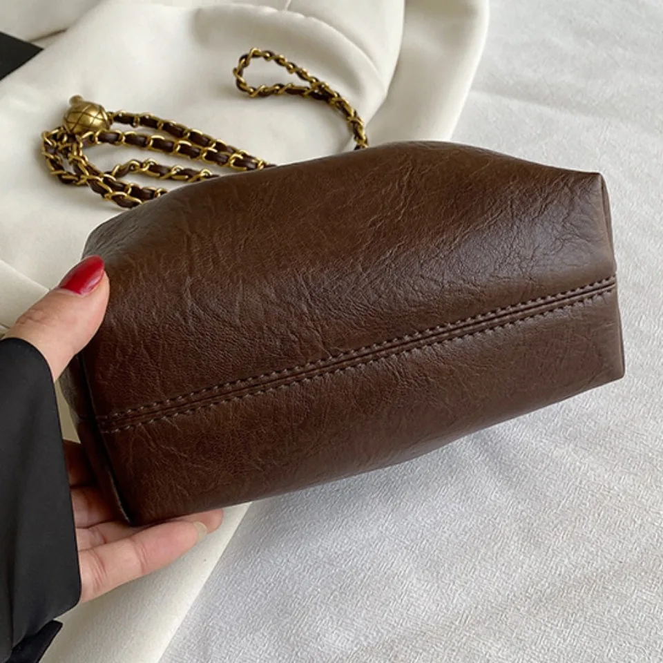 Women's chain shoulder bag PU leather crossbody bag handbag all casual pleated vagabonds bag women's fashion purse