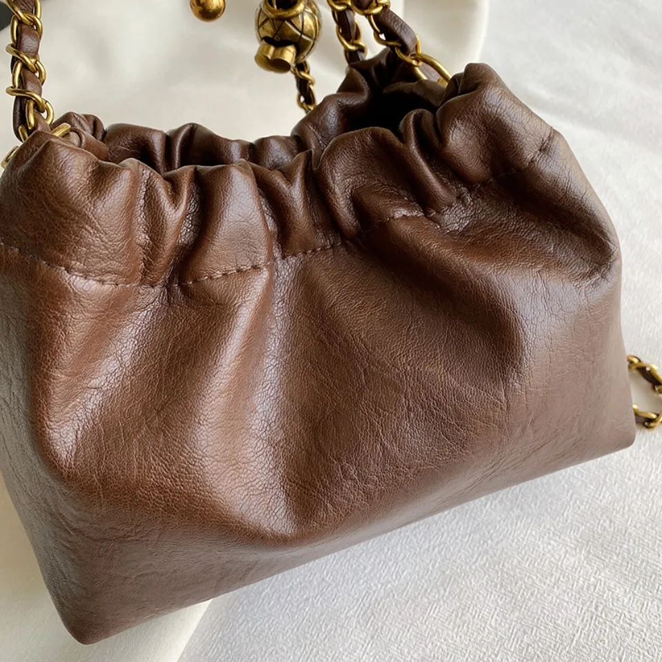Women's chain shoulder bag PU leather crossbody bag handbag all casual pleated vagabonds bag women's fashion purse