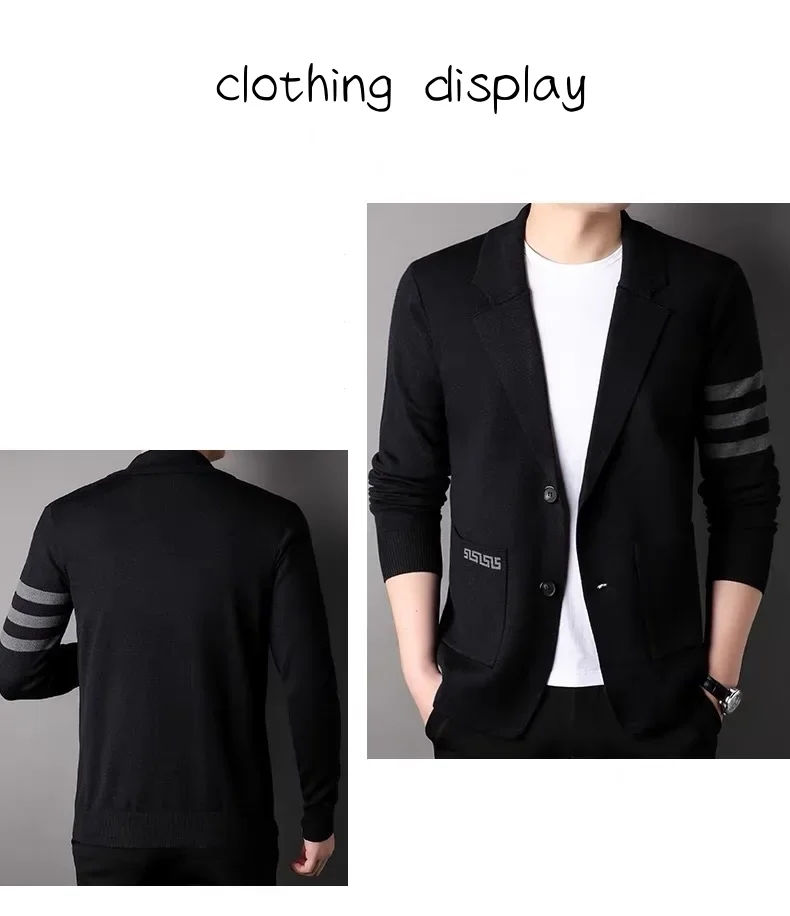 High end brand men's knitted sweater cardigan popular autumn winter fashionable striped design Korean custom casual warm coat