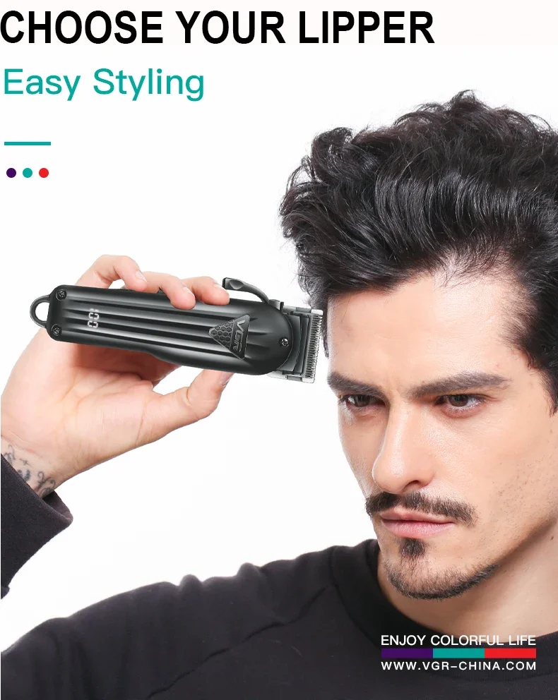 VGR Electric Hair Clipper Professional Hair Trimmer Cordless Trimmer for Men V-282 Barber Haircut Machine Rechargeable