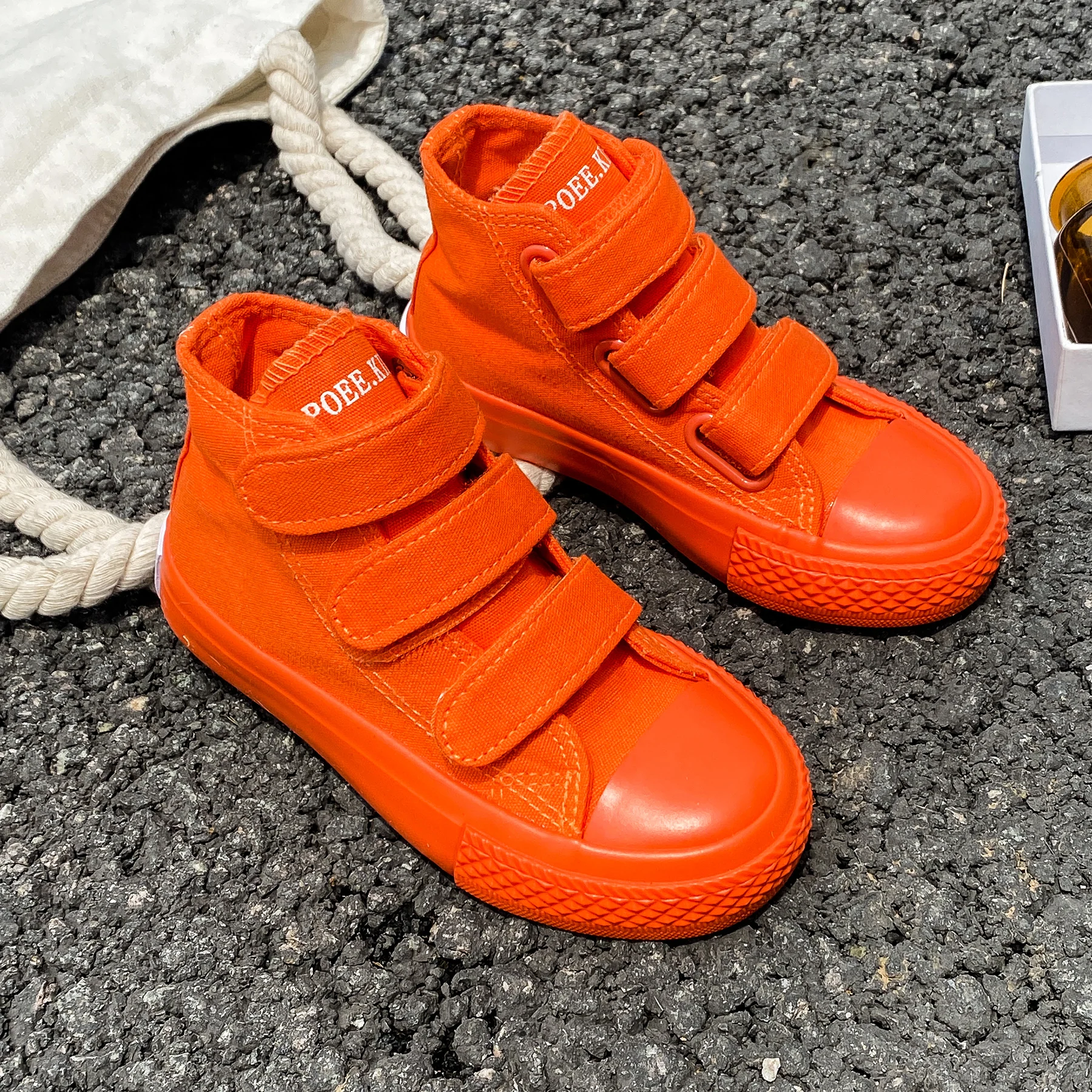 5015 Fashionable Solid Color Children's Canvas Shoes, Boys' and Girls' Board Shoes, Trendy Children's Shoes, Mid Top