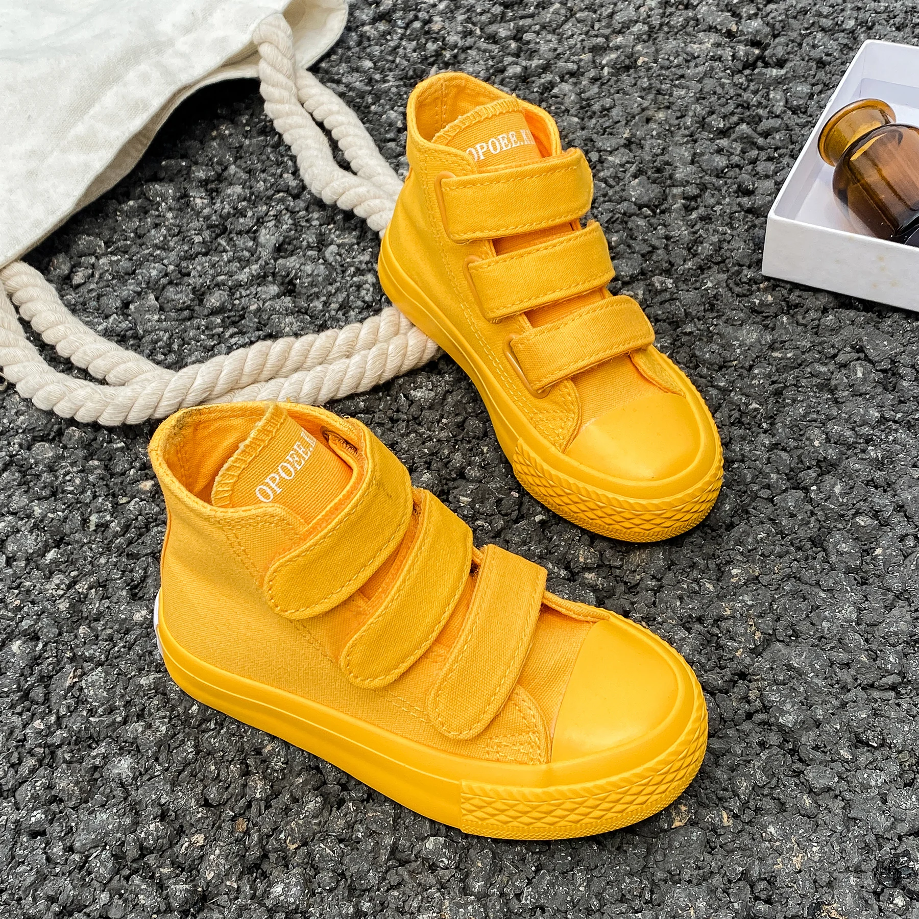 5015 Fashionable Solid Color Children's Canvas Shoes, Boys' and Girls' Board Shoes, Trendy Children's Shoes, Mid Top