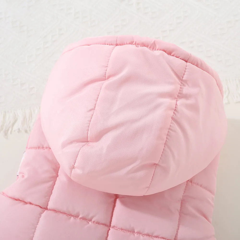 Winter Baby Girl Elephant Print Warm Vest Jacket Cute Girl Hooded Vest Top