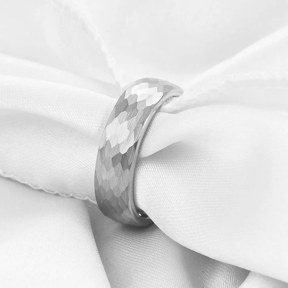 6mm Gold/Black/Silver Hammered Engagement Wedding Band Tungsten Carbide Rings for Men Women