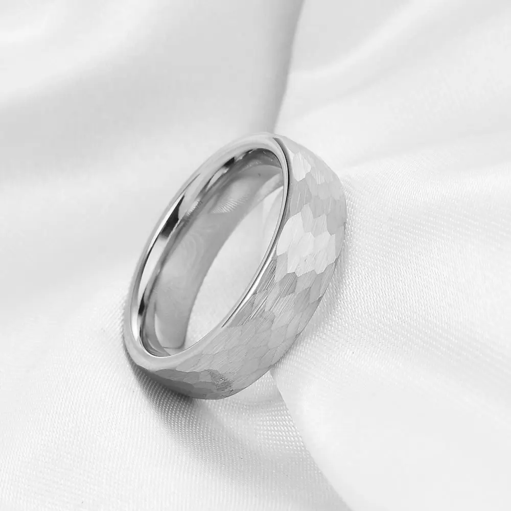 6mm Gold/Black/Silver Hammered Engagement Wedding Band Tungsten Carbide Rings for Men Women