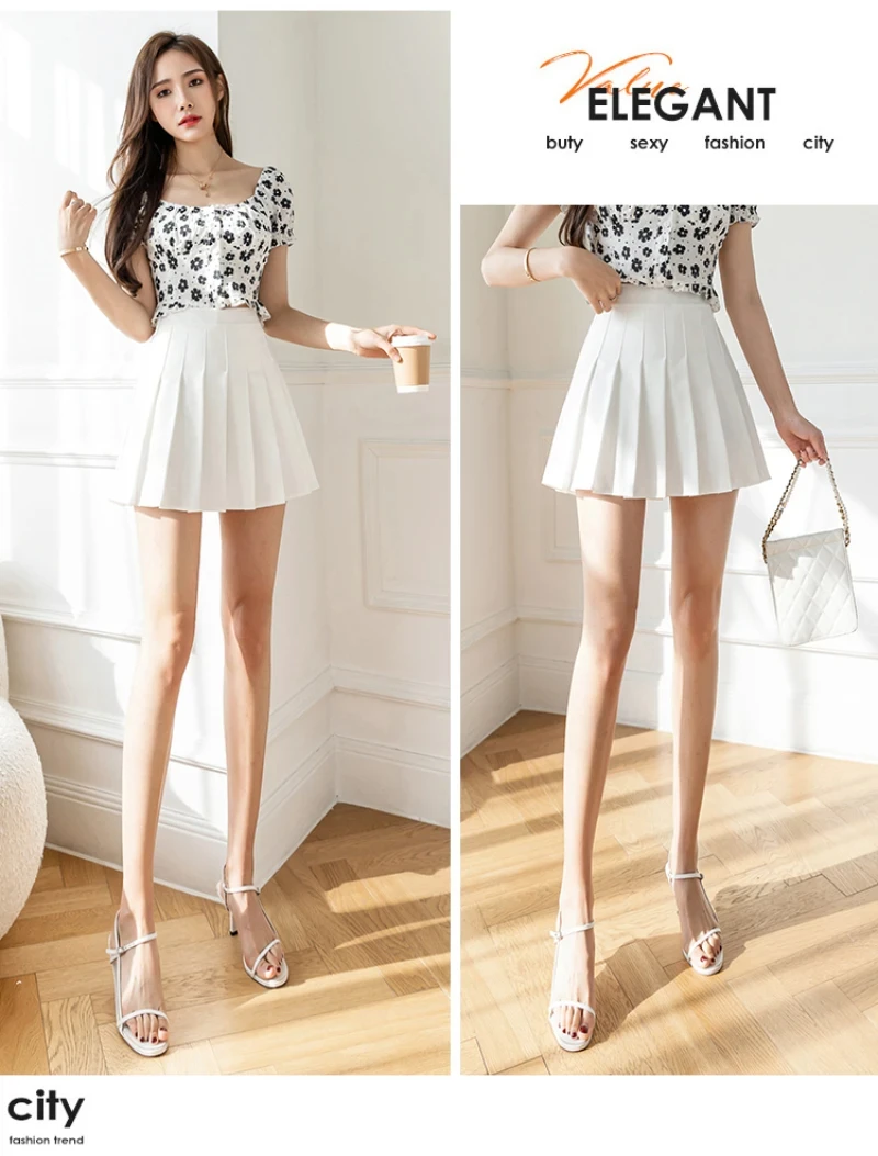 White Women Pleated Skirts Summer High Waist Zipper Girls Dancing JK Mini Skirts Black Fashion Student A Line Faldas 2024