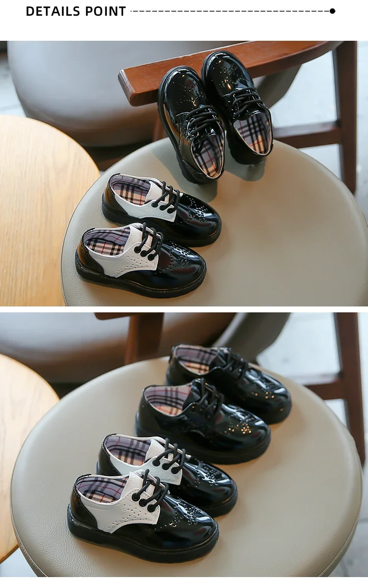 Boys Girls Fashion Leather Shoes 2025 Children New Style Oxfords Kids Flats for Baby School Party Formal Wedding Leather Shoes