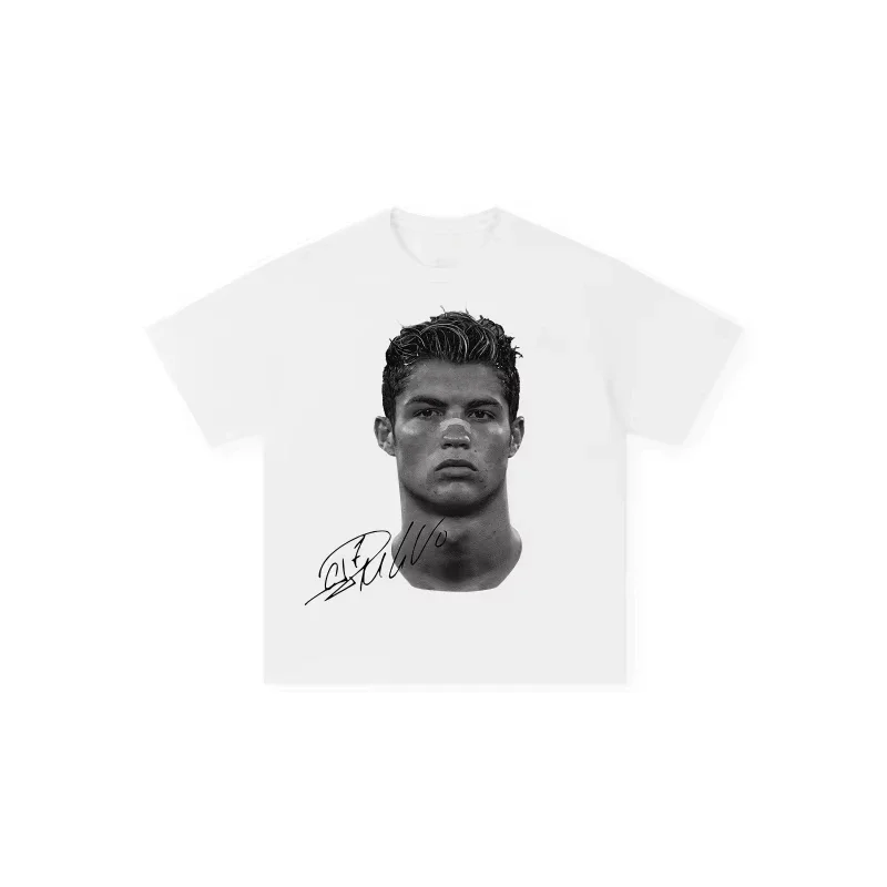 2026 Cristiano Ronaldo Football Superstar Super Fashion Printed Short Sleeve T-Shirt Men Distress American Women Tshirt
