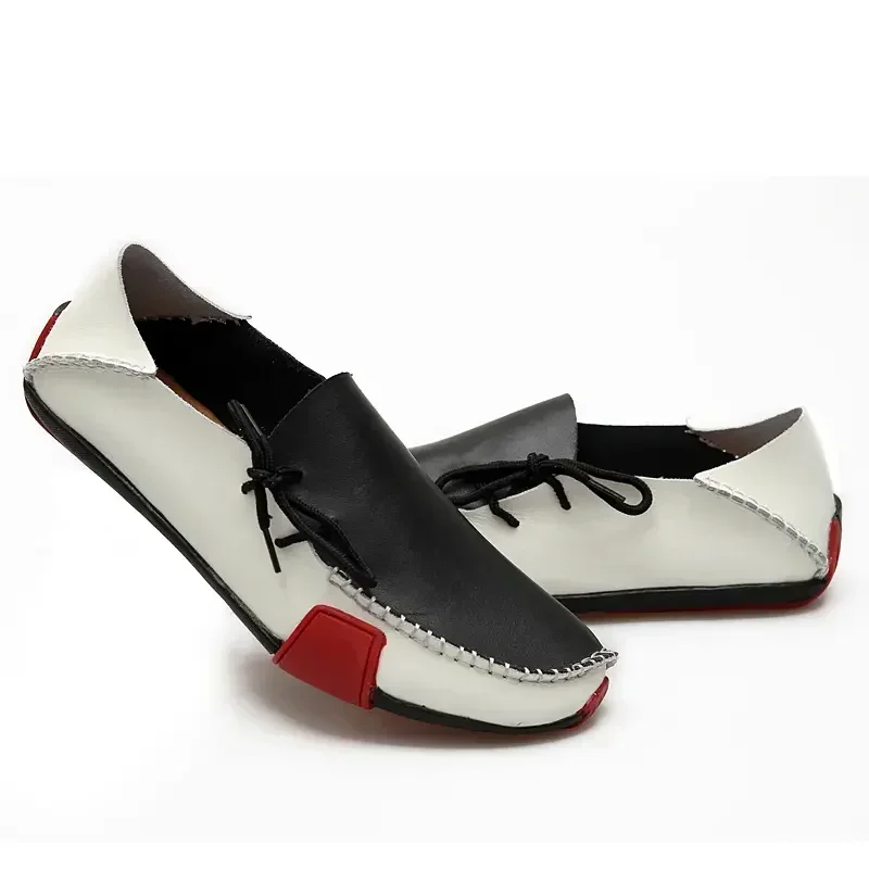 Men Shoes Leather Casual 2025 Italian Soft Men Loafers Handmade Moccasins Breathable Slip on Boat Shoes Zapatos Hombre