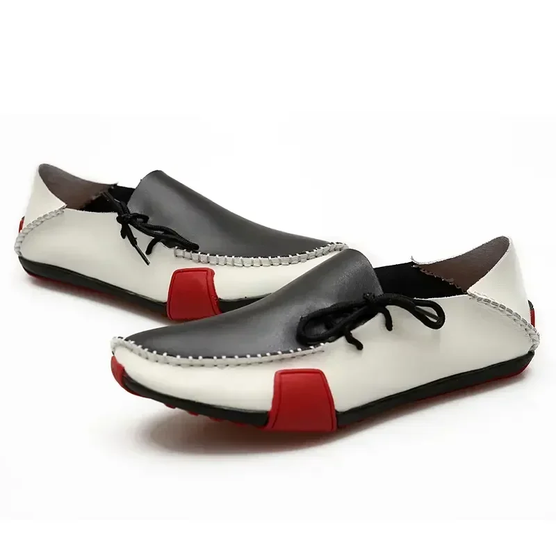 Men Shoes Leather Casual 2025 Italian Soft Men Loafers Handmade Moccasins Breathable Slip on Boat Shoes Zapatos Hombre