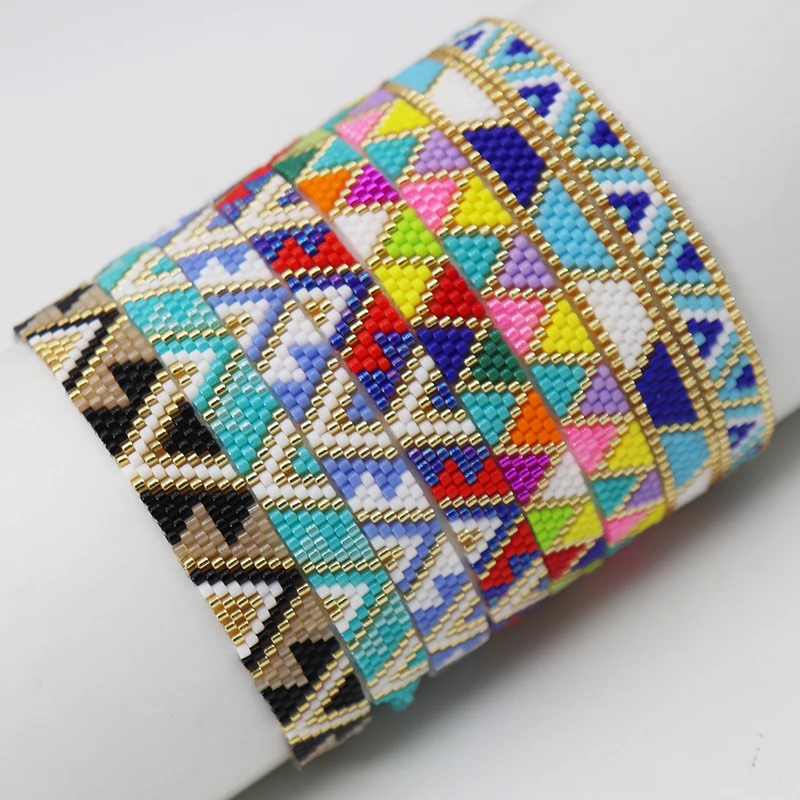 Miyuki Bead Bracelet Boho Style Woven Adjustable For Women Jewelry Multi colored geometric design Ladies Accessory Gifts Party