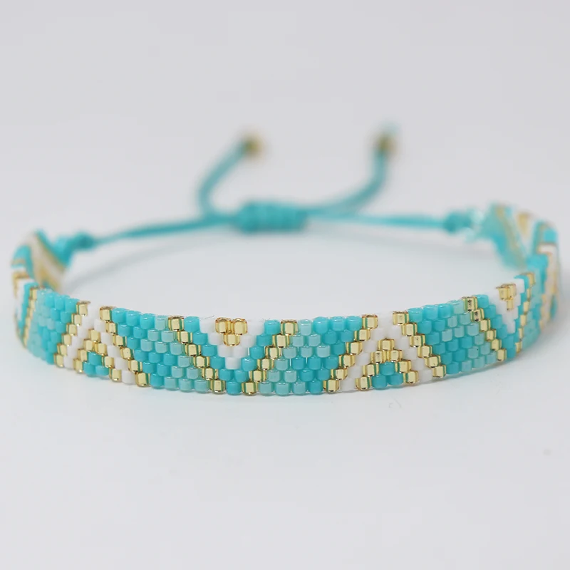 Miyuki Bead Bracelet Boho Style Woven Adjustable For Women Jewelry Multi colored geometric design Ladies Accessory Gifts Party