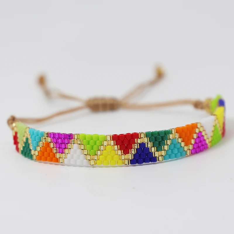 Miyuki Bead Bracelet Boho Style Woven Adjustable For Women Jewelry Multi colored geometric design Ladies Accessory Gifts Party