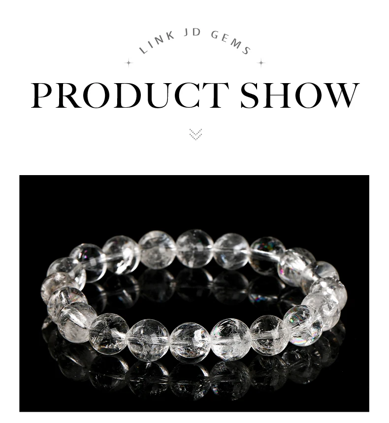 JD Natural Stone Azeztulite Rock Quartz Cracked Crystal Bead Bracelets Women Men Reiki Healing Stretch Jewelry Couple Party Gift