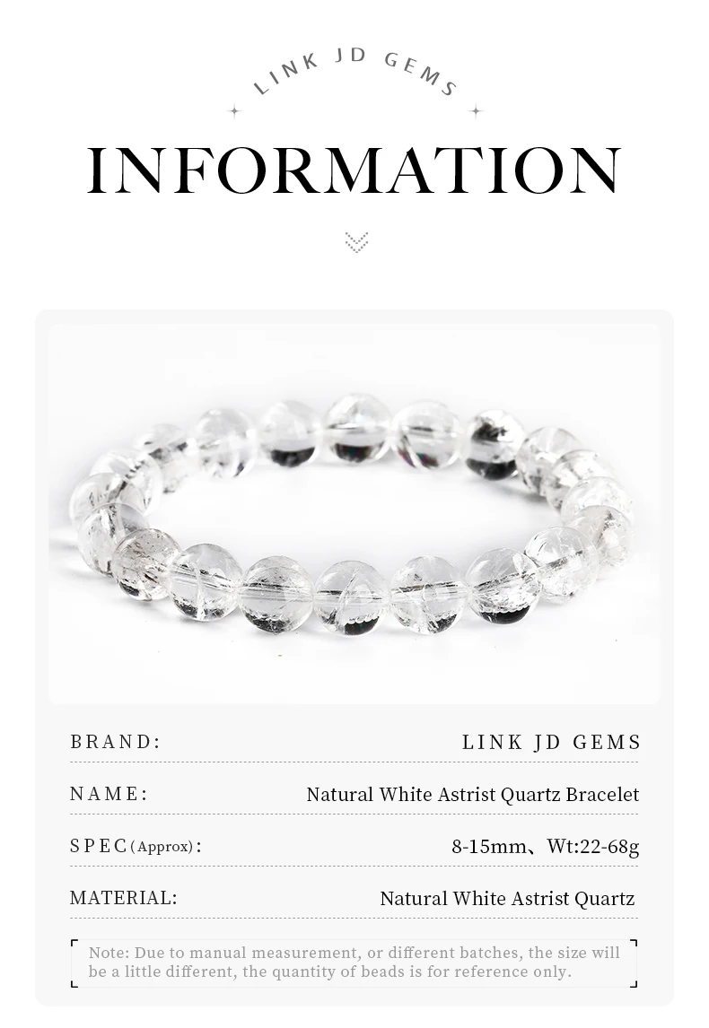 JD Natural Stone Azeztulite Rock Quartz Cracked Crystal Bead Bracelets Women Men Reiki Healing Stretch Jewelry Couple Party Gift