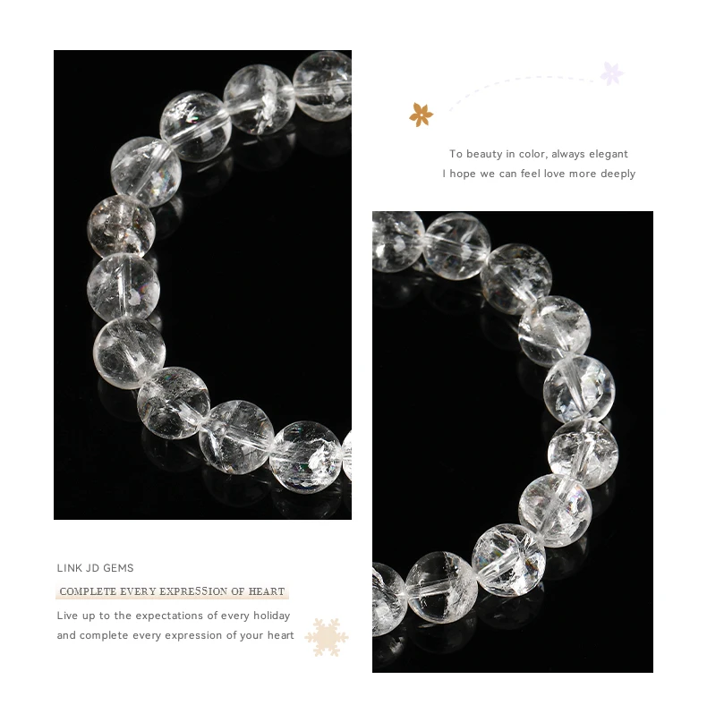 JD Natural Stone Azeztulite Rock Quartz Cracked Crystal Bead Bracelets Women Men Reiki Healing Stretch Jewelry Couple Party Gift