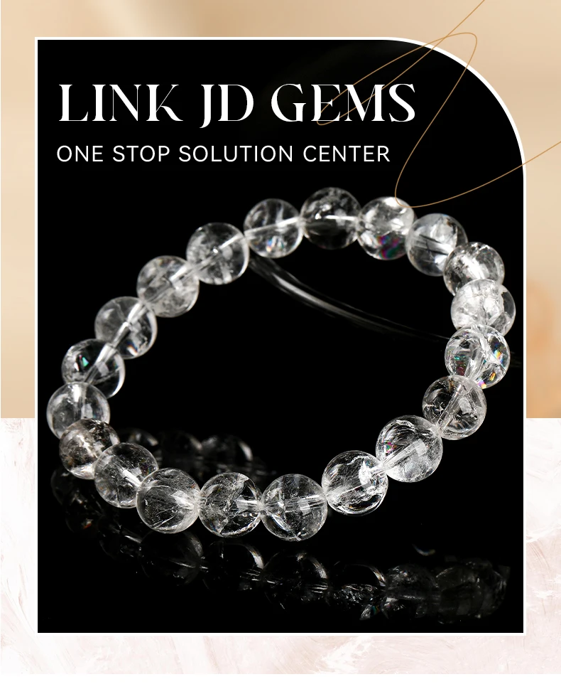 JD Natural Stone Azeztulite Rock Quartz Cracked Crystal Bead Bracelets Women Men Reiki Healing Stretch Jewelry Couple Party Gift