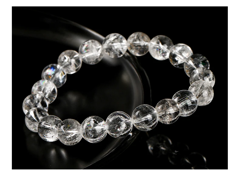 JD Natural Stone Azeztulite Rock Quartz Cracked Crystal Bead Bracelets Women Men Reiki Healing Stretch Jewelry Couple Party Gift