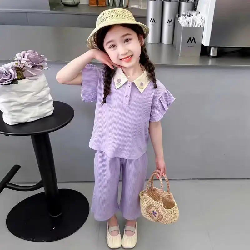 Summer Kid Baby Girls Clothes Set Sleeveless Tops And Shorts Fashionable Lovely Clothing Outfit for Babies Suits