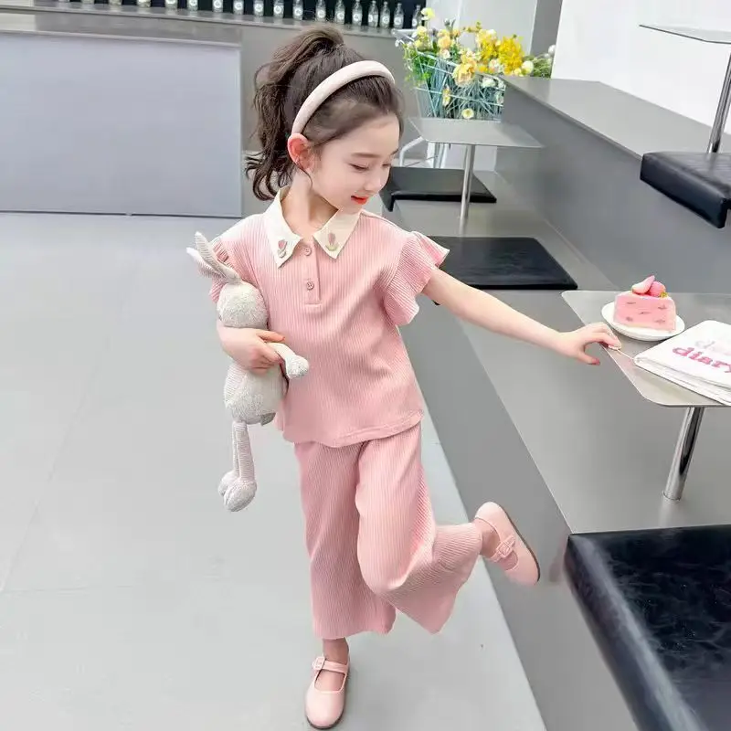 Summer Kid Baby Girls Clothes Set Sleeveless Tops And Shorts Fashionable Lovely Clothing Outfit for Babies Suits