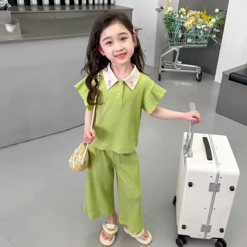 Summer Kid Baby Girls Clothes Set Sleeveless Tops And Shorts Fashionable Lovely Clothing Outfit for Babies Suits