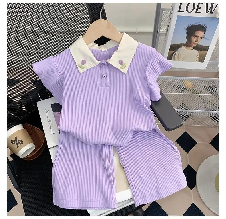 Summer Kid Baby Girls Clothes Set Sleeveless Tops And Shorts Fashionable Lovely Clothing Outfit for Babies Suits