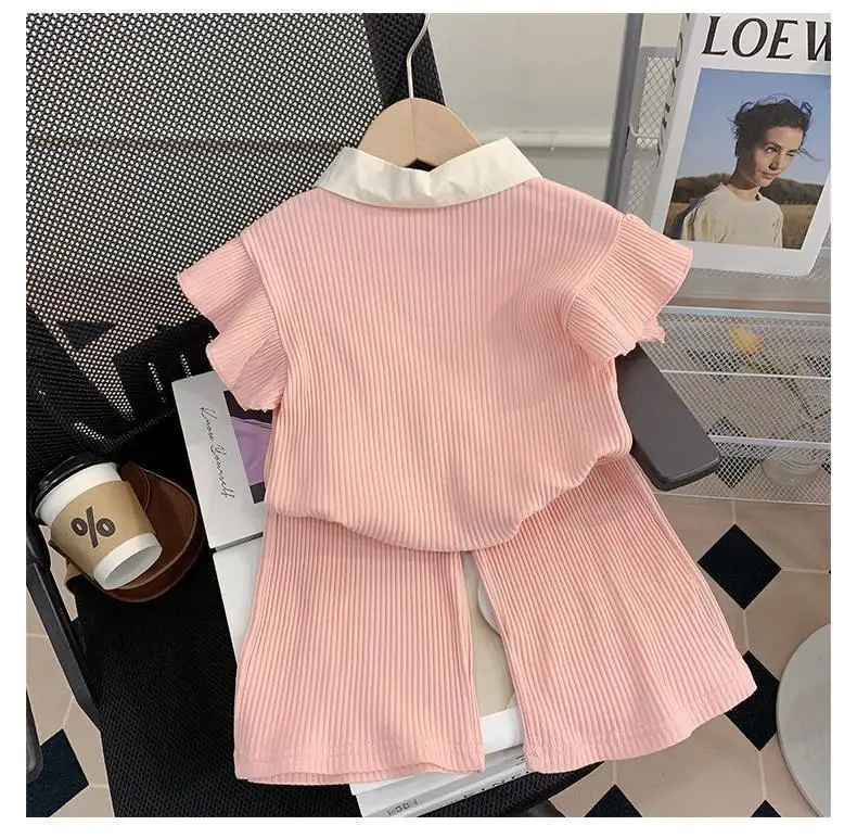 Summer Kid Baby Girls Clothes Set Sleeveless Tops And Shorts Fashionable Lovely Clothing Outfit for Babies Suits