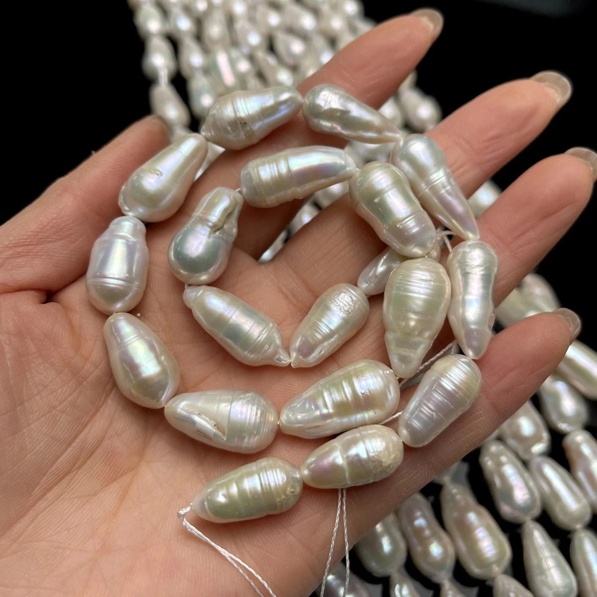 13x22mm 4A Natural Freshwater Pearl Threaded White Baroque Peanut Spacer Bead for Jewelry Make DIY Necklace Bracelet Accessories