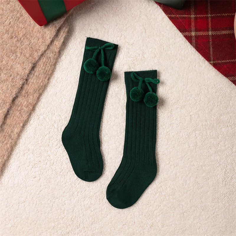 3Pairs/Lot Baby Ball Knee High Socks Soft Cotton Kids Girls Cute Stripe Solid Sock Spanish Children Long Socken For 0-8Years