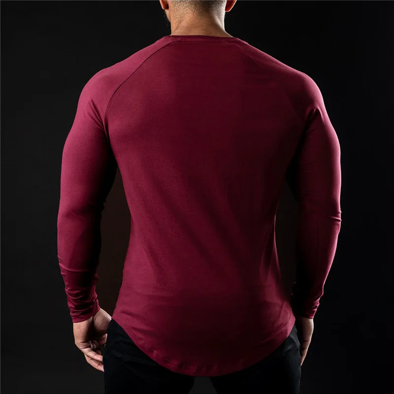 Men Compression Cotton T Shirt Fitness Long Sleeve Sport Tshirt Training Jogging Shirts Gym Sportswear Quick Dry Rashgard