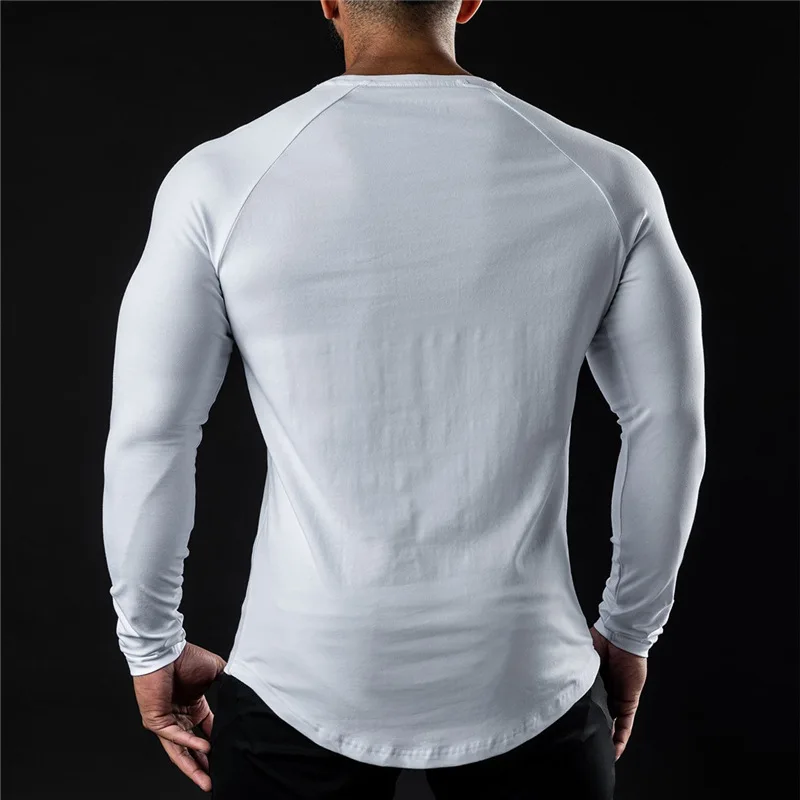 Men Compression Cotton T Shirt Fitness Long Sleeve Sport Tshirt Training Jogging Shirts Gym Sportswear Quick Dry Rashgard
