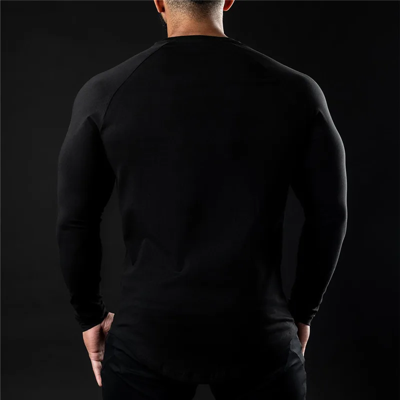 Men Compression Cotton T Shirt Fitness Long Sleeve Sport Tshirt Training Jogging Shirts Gym Sportswear Quick Dry Rashgard