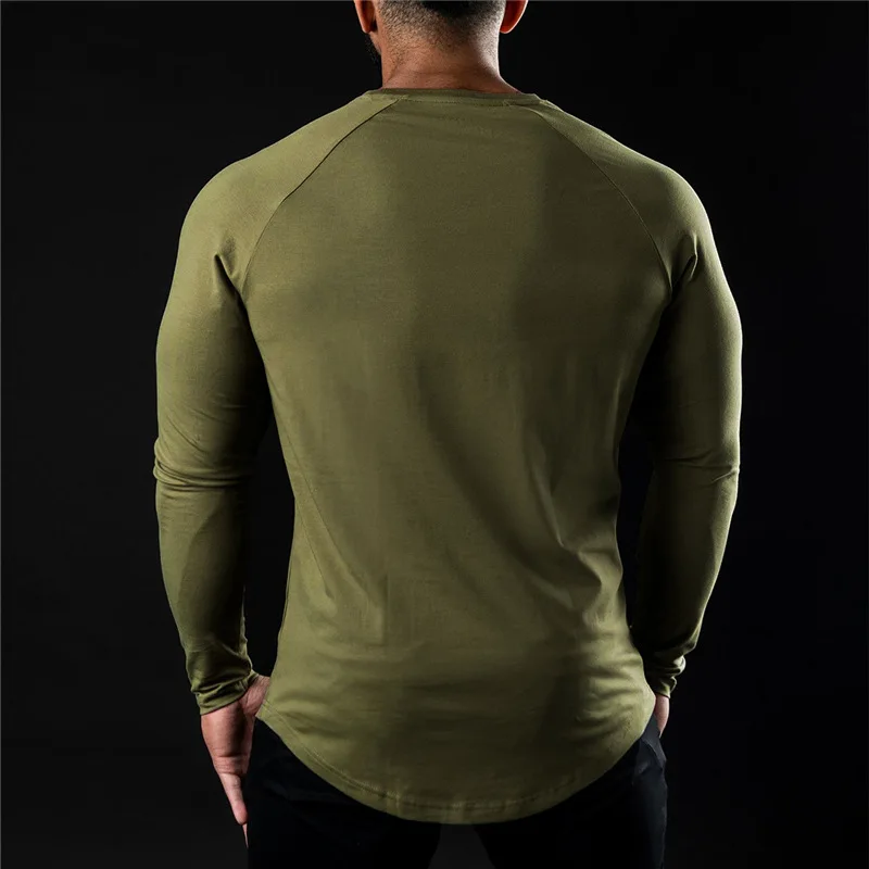 Men Compression Cotton T Shirt Fitness Long Sleeve Sport Tshirt Training Jogging Shirts Gym Sportswear Quick Dry Rashgard