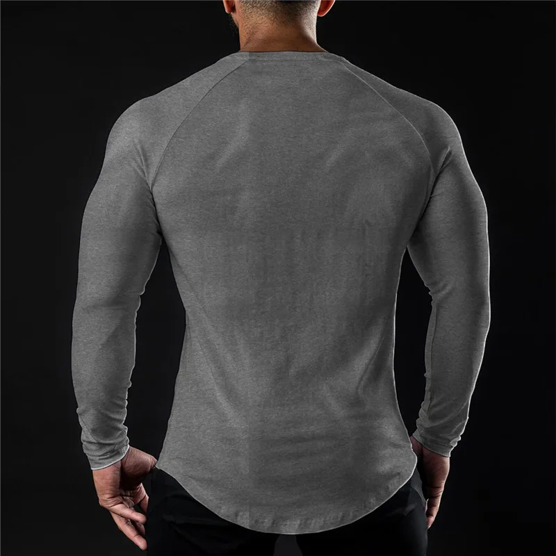 Men Compression Cotton T Shirt Fitness Long Sleeve Sport Tshirt Training Jogging Shirts Gym Sportswear Quick Dry Rashgard
