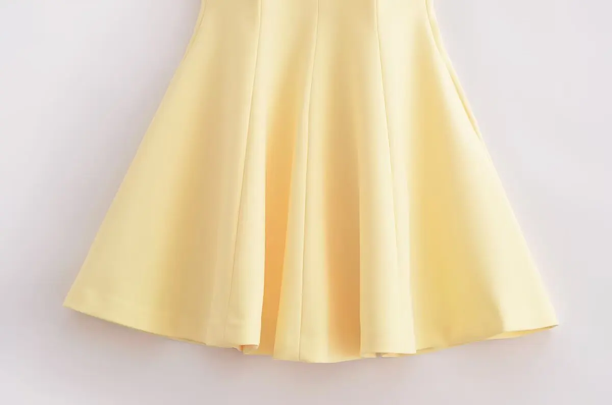 KONDALA Chic Yellow Halter Women Dress Backless Ruffles Party Dress Women Sexy Fashion 2025 Spring Summer Party Elegant Dress
