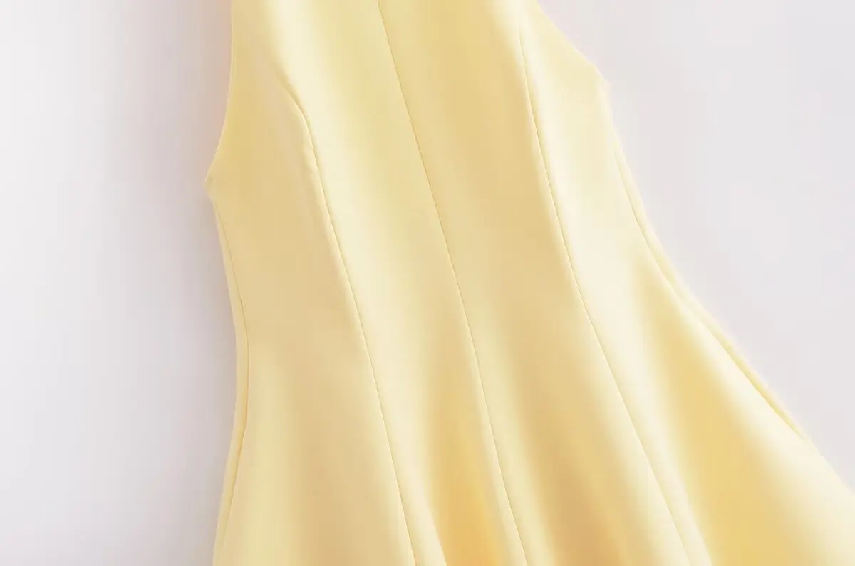 KONDALA Chic Yellow Halter Women Dress Backless Ruffles Party Dress Women Sexy Fashion 2025 Spring Summer Party Elegant Dress