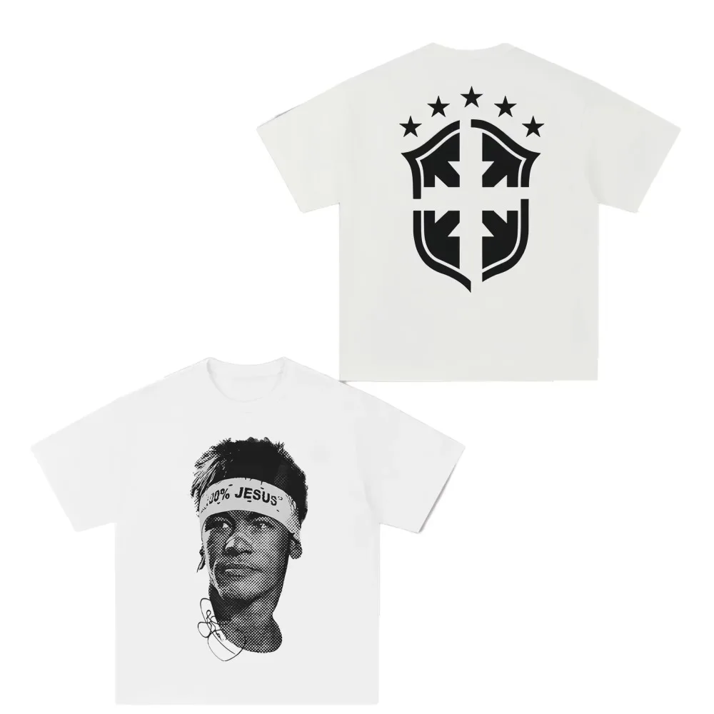 Neymar American Football Star Print 100%Cotton Short-sleeved T-shirt Men Women Clothing Athleisure Print Fashion Oversize Tee
