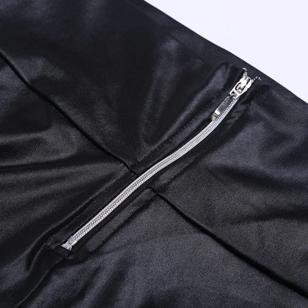 Women High Waist Tummy Control Butt Lift PU Leather Leggings Outwear Skinny Pants Casual Trousers Streetwear