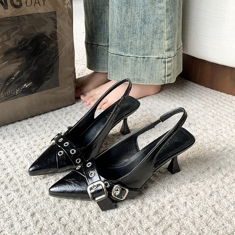 Ew Designer High Heels Sandals Women Shoes Summer Footwear Pointed Toe Party Ladies Shoes Fashion Buckle Strap Female Pump