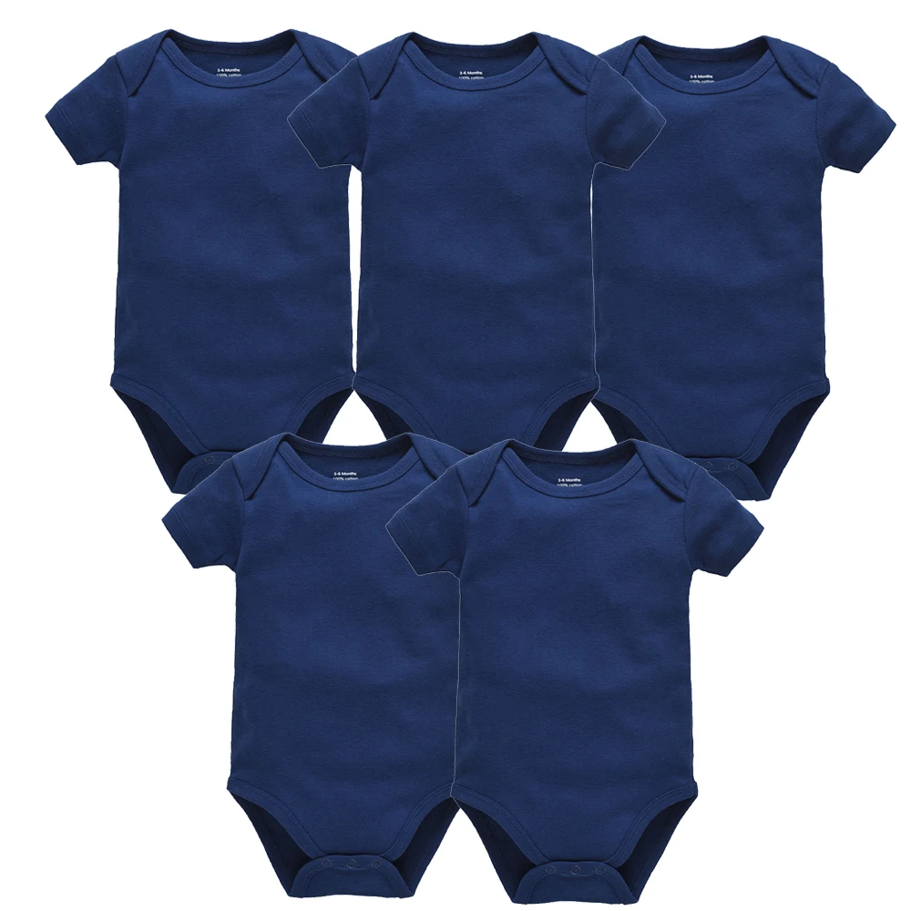 5 Pcs Set Baby Boys Clothes 100% Cotton Solid Black Short Sleeve Blank Baby Bodysuits Body Bebe Newborn Jumpsuit Plain 0-24 M
