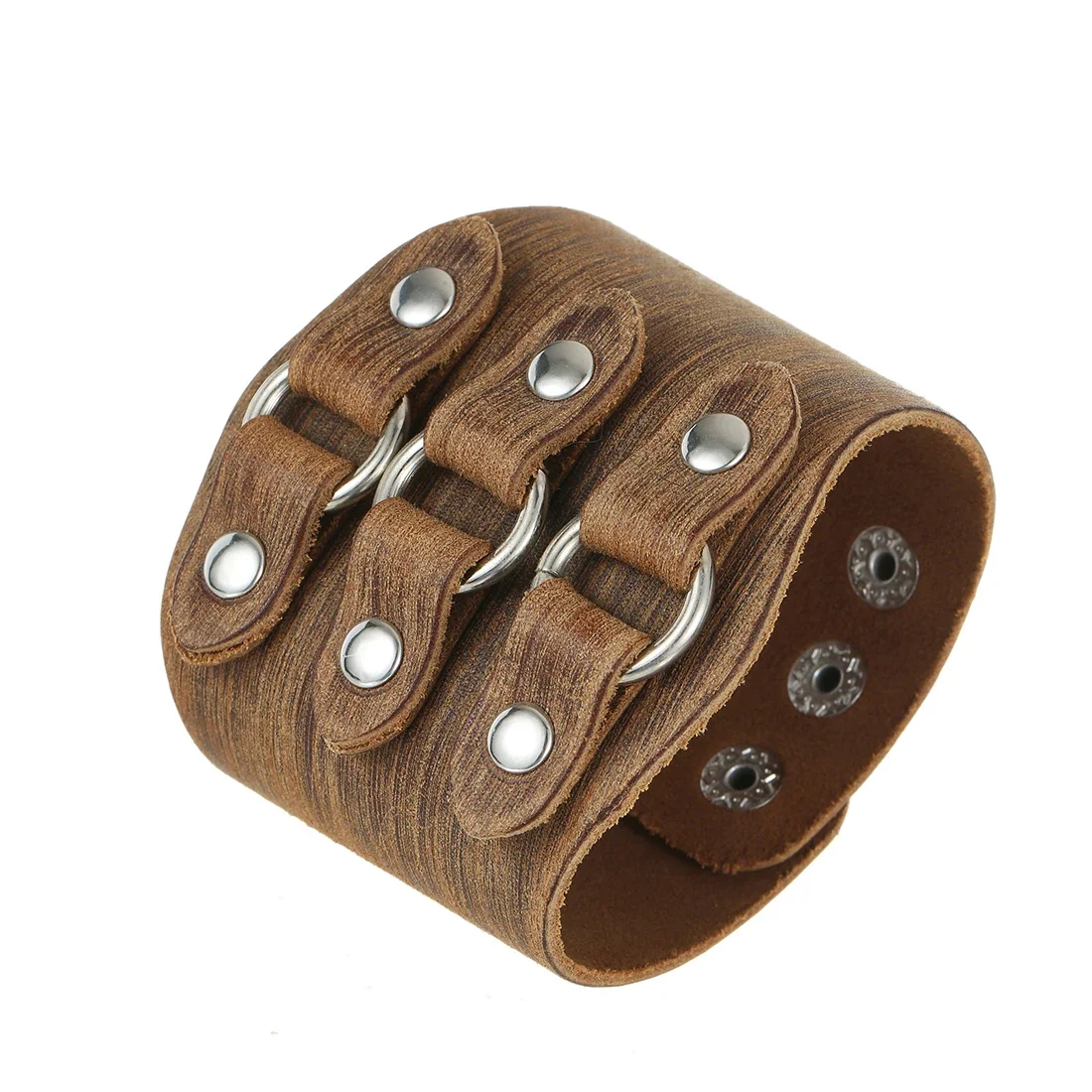 Fashionable Multifunctional Wide Leather Bracelet with Brown and Black Wide Cuffs Vintage Punk Wristband Men's Jewelry Classic